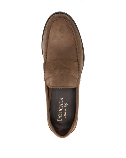 Doucal's Brown Penny-slot Suede Loafers for men