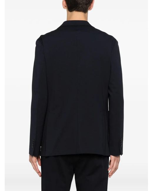 Manuel Ritz Blue Notched-Lapels Patch-Pockets Blazer for men