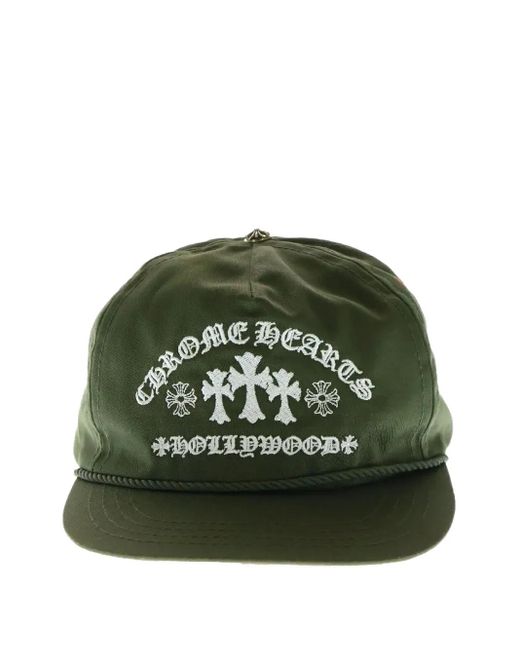 Chrome Hearts Green Cemetery Cross-Embroidered Cap for men
