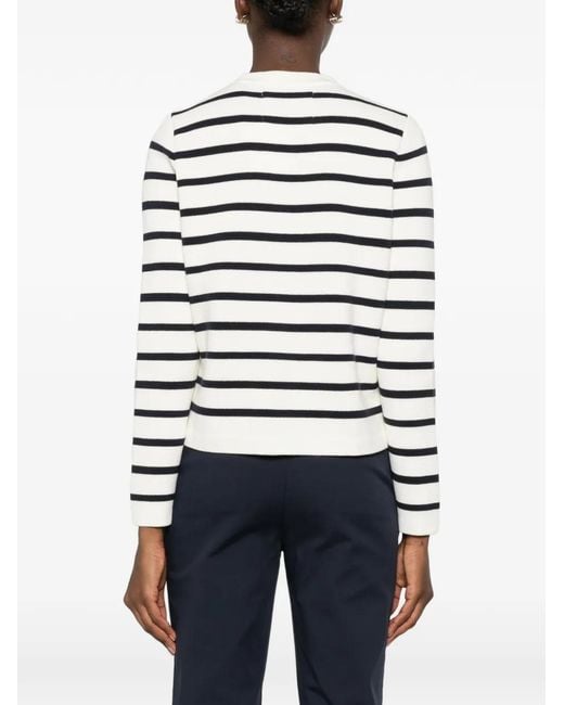 Gant White Striped Button-Up Cardigan