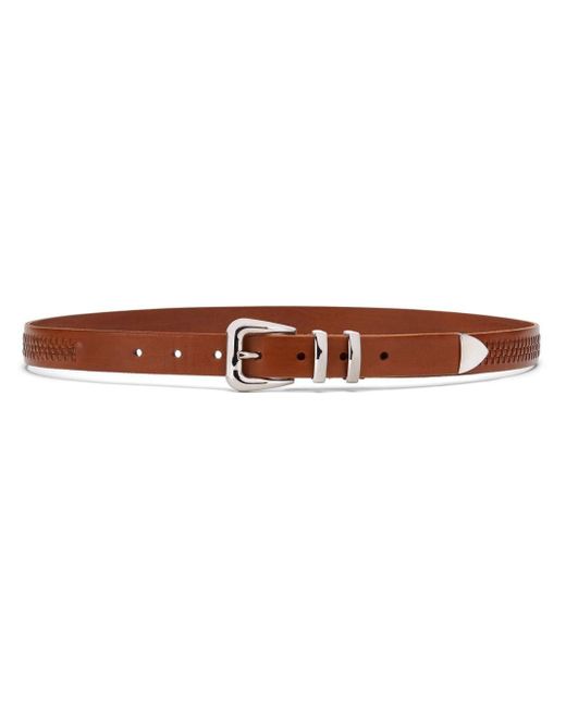 Braided leather belt in brown - Brunello Cucinelli