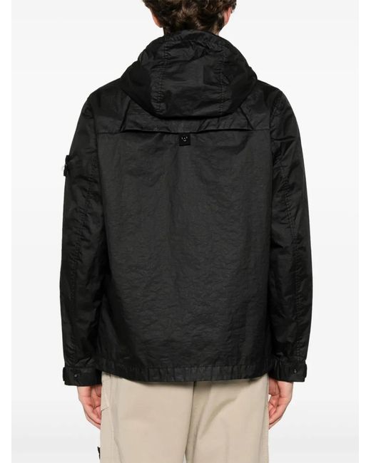 Stone Island Black Parka With Logo for men