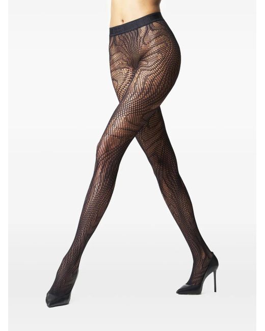 Wolford Gray Snake Net Tights