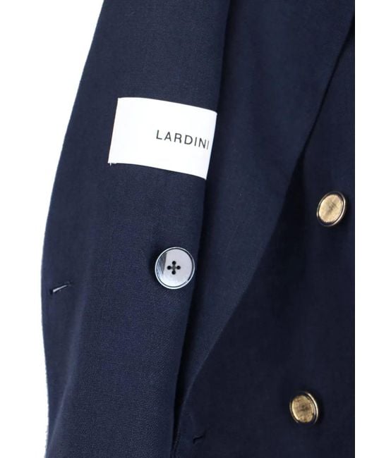 Lardini Blue Double-Breasted Button Blazer