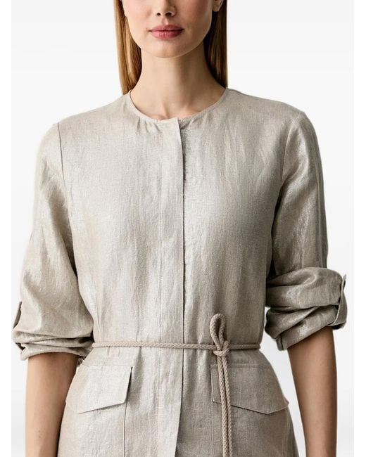 Joseph Ribkoff Natural Metallic-Effect Belted Jacket