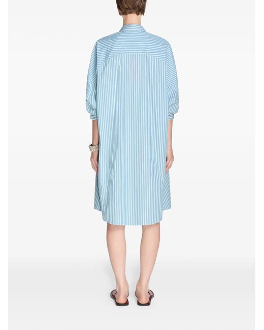 Dries Van Noten Blue Striped Shirt Dress
