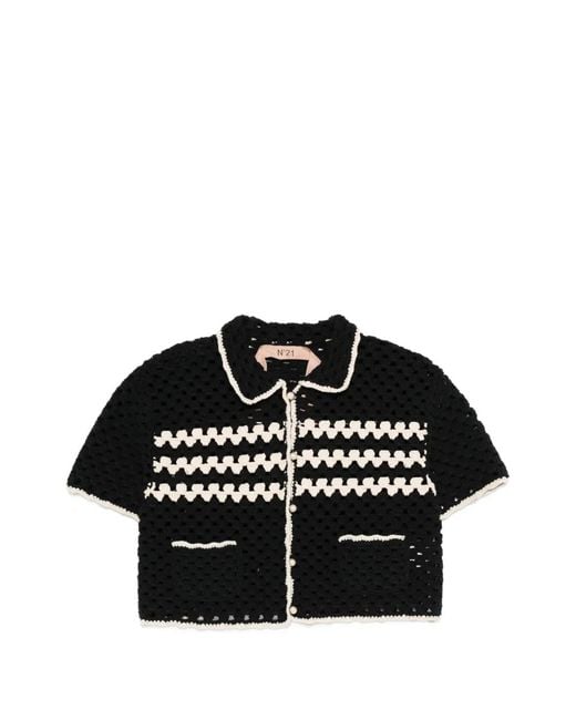 N°21 Black Crochet Cropped Jacket
