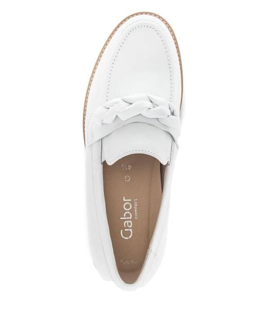 Gabor White Loafer Mit Flechtdetail