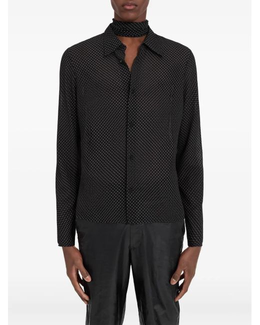 MM6 by Maison Martin Margiela Black Polka-Dot Long-Sleeved Shirt for men