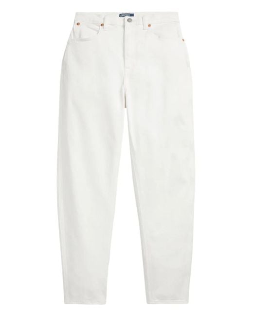 Polo Ralph Lauren White High-Rise Tapered Jeans