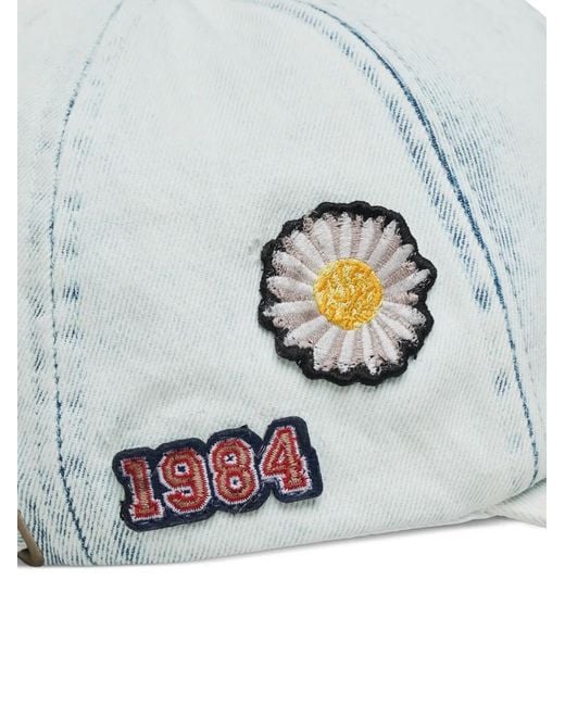Marc Jacobs White Tattoo-Appliqué Denim Cap