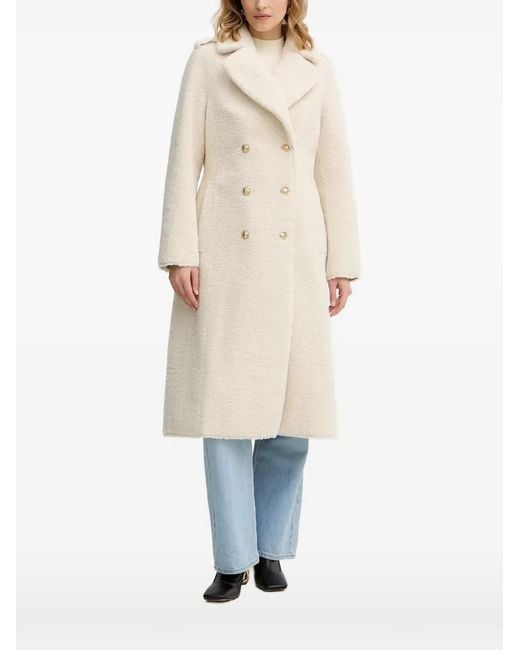 Guess Natural Notched-Lapel Double-Breasted Coat