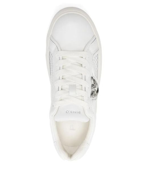 Pinko White Yoko Appliqué Platform Sneakers