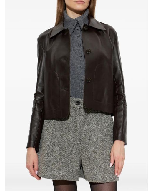 Arma Black Button-Up Leather Jacket