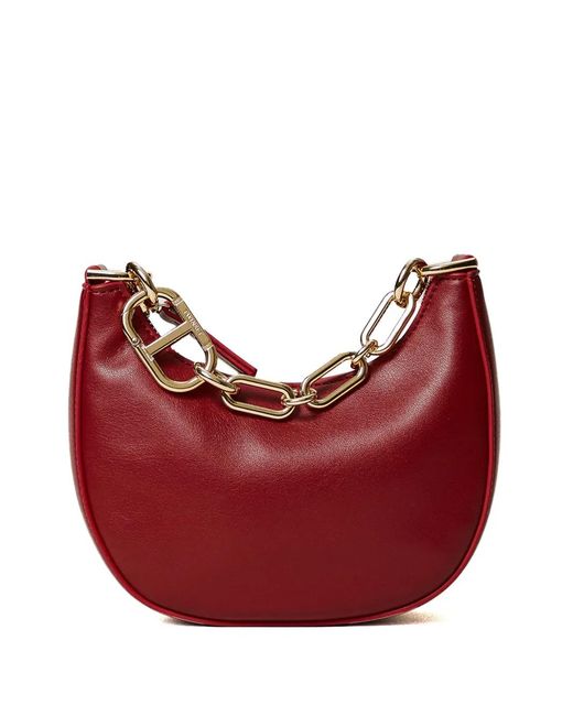 Twinset Red Mini Croissant Tote Bag