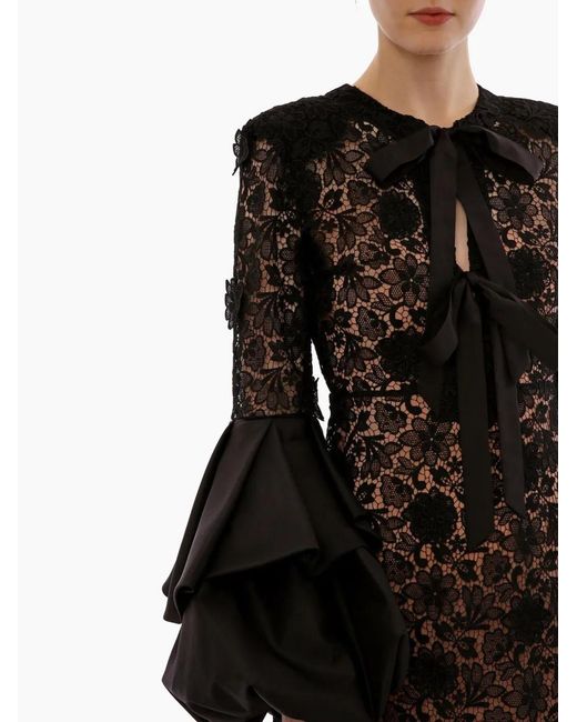 Huishan Zhang Black Jayma Gown Lace