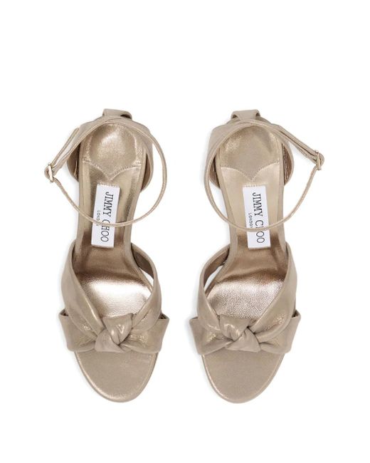 Jimmy Choo Metallic 85Mm Rosie Knotted Ankle-Strap Sandals