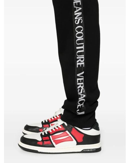 Versace Jeans Couture Black Logo-Trim Cotton Fleece Sweatpants for men