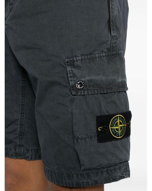 Stone Island Blue Compass-badge Cargo Shorts for men