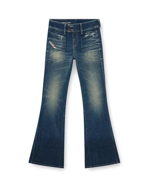 DIESEL Blue Bootcut Jeans Low Waist D-Hush