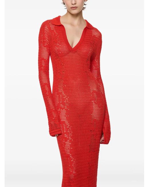 Paris Georgia Red Crochet Maxi Dress