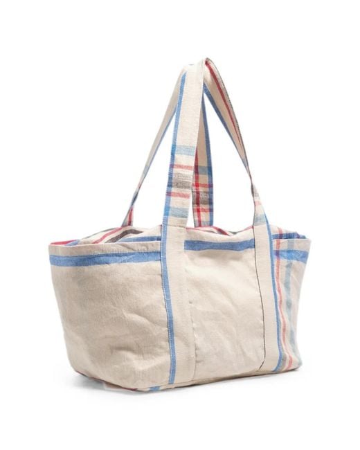 Bimba Y Lola White Maxi Check-Pattern Tote Bag