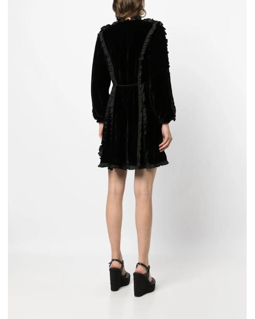 Ulla Johnson Mini-Jurk Met Ruches in het Black