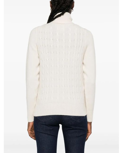 Jersey de punto de ochos con cuello alto Allude de color White