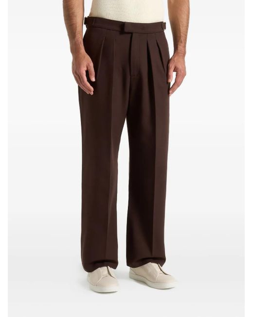 Manière De Voir Brown Pleated-Front Tailored Trousers for men