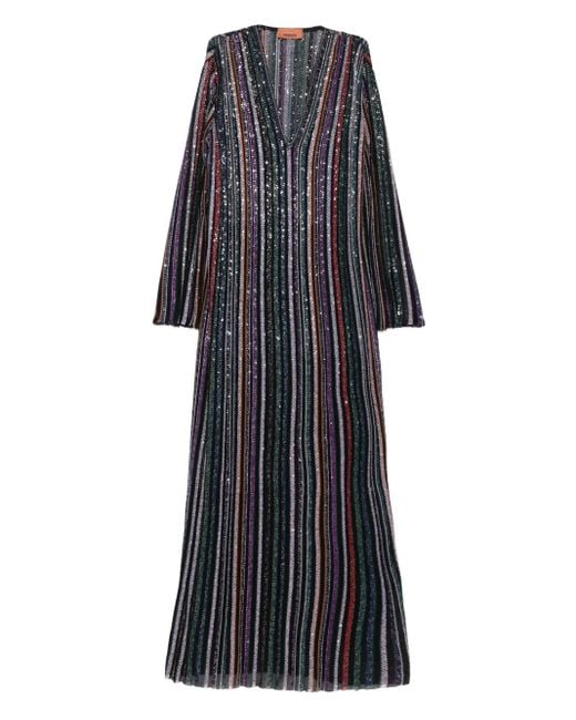 Abito Lungo Con Scollo A V di Missoni in Purple