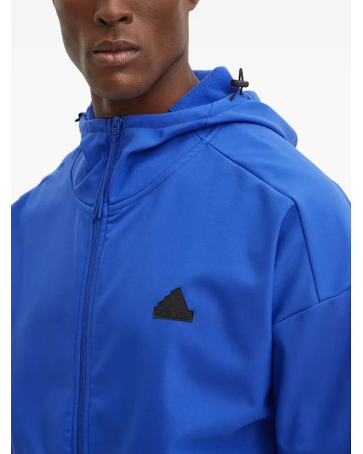 Adidas Blue Long-Sleeve Zip-Up Hoodie for men