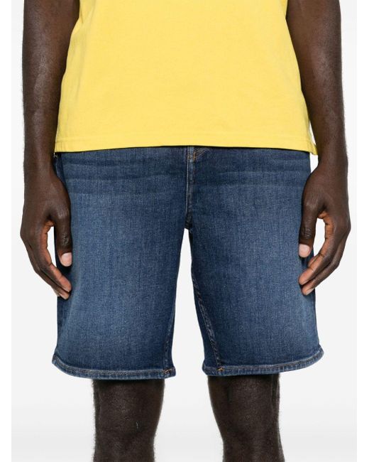 7 For All Mankind Blue Mid-rise Denim Shorts for men