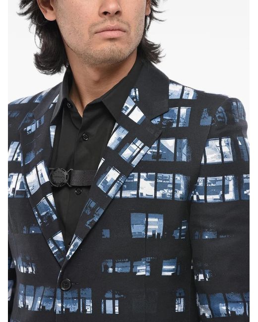 Off-White c/o Virgil Abloh Blue Windows-Print Single-Breasted Blazer for men