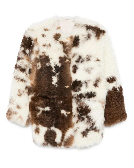 Maje Natural Reversible Shearling Coat