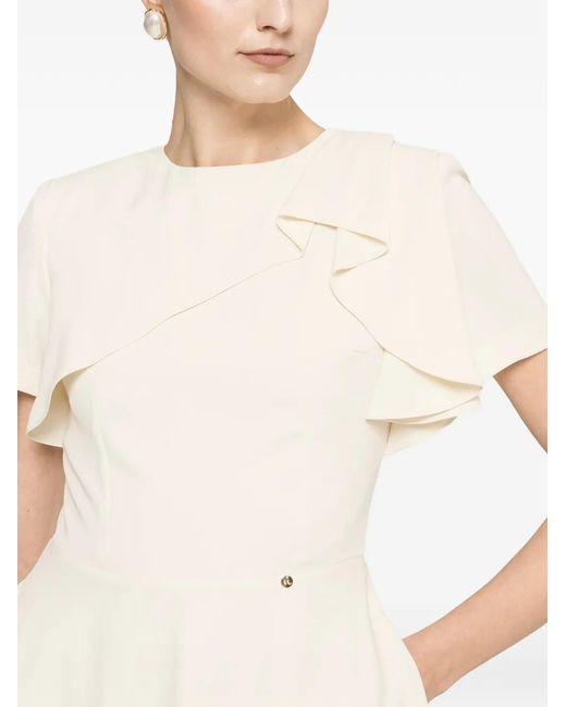 Nissa Natural Ruffled A-Line Dress