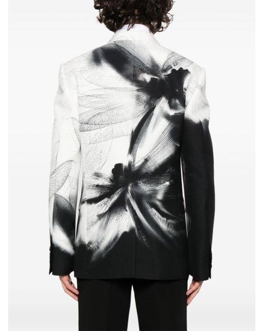 Alexander McQueen Gray Dragonfly Shadow Printed Viscose Jacket for men