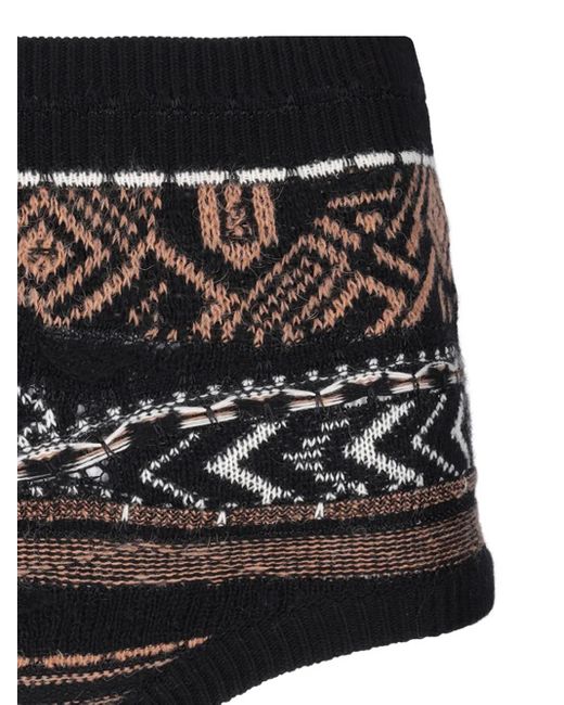 Laneus Black Knitted Patterned Culottes