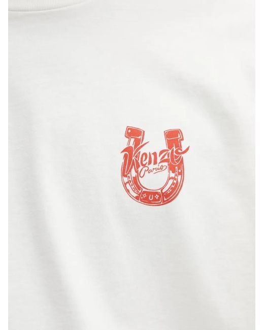 KENZO White Lunar New Year Horse-Logo Long-Sleeved T-Shirt for men