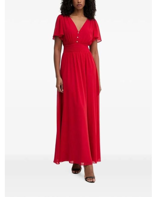 Morgan Shirred V-Neck Maxi Dress