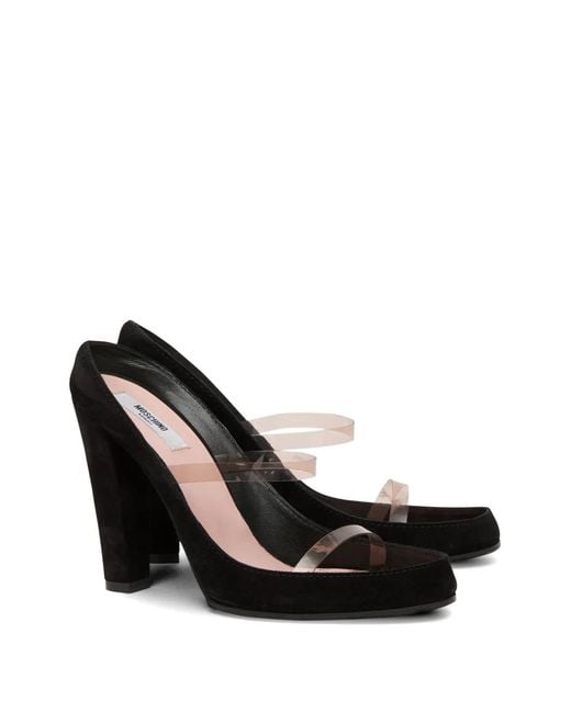 Moschino Black High-Heeled Suede And Pvc Sandals