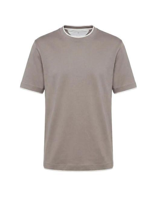 Brunello Cucinelli Gray Layered-Effect T-Shirt for men