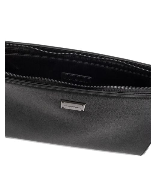 Bolso de mano con placa del logo Emporio Armani de hombre de color Black