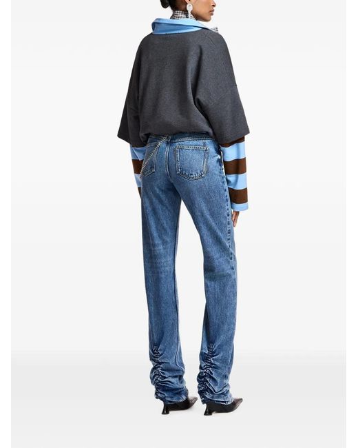 Essentiel Antwerp Blue Karlos Ruched-Hem Chain-Detail Jeans