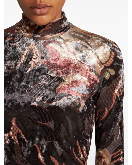 Etro Black Polyester Chenille Printed Midi Dress