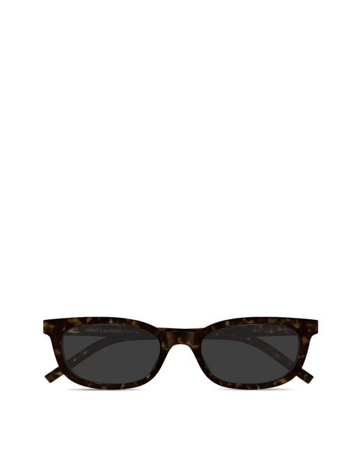 Saint Laurent Black Rectangle-Frame Logo-Plaque Sunglasses