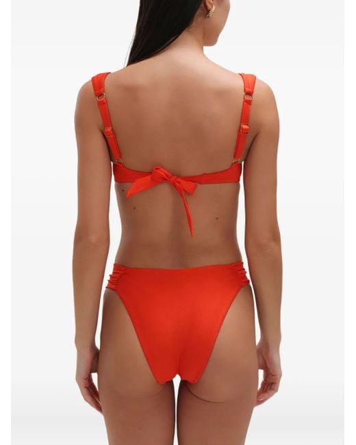 Bikini fruncido con cierre de lazo Noire Swimwear de color Red