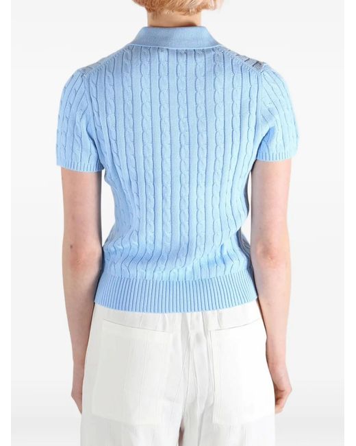 Polo Ralph Lauren Blue Cable-Knit Short-Sleeved Cardigan