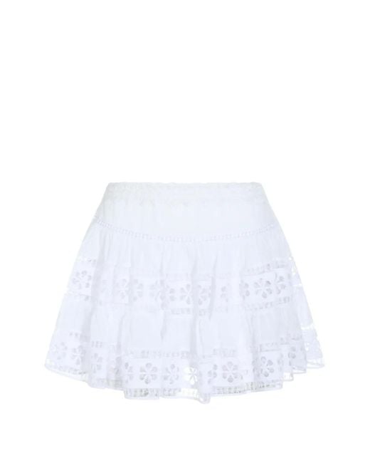 Charo Ruiz White Lea Floral Lace Mini Skirt