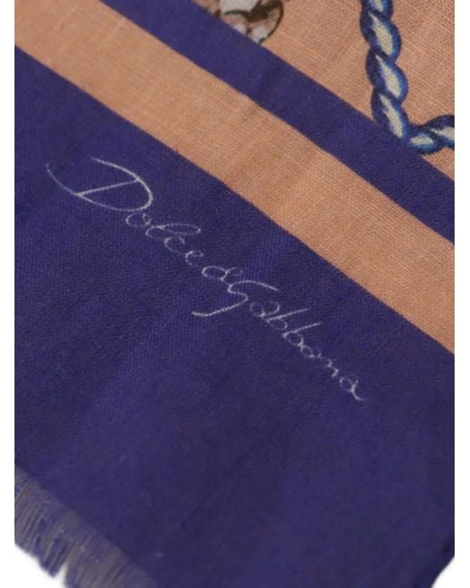 Dolce & Gabbana Brown Seashell Rope-Print Scarf for men