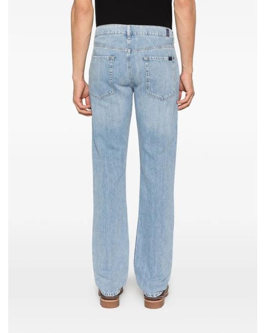 7 For All Mankind Blue Straight Jeans for men